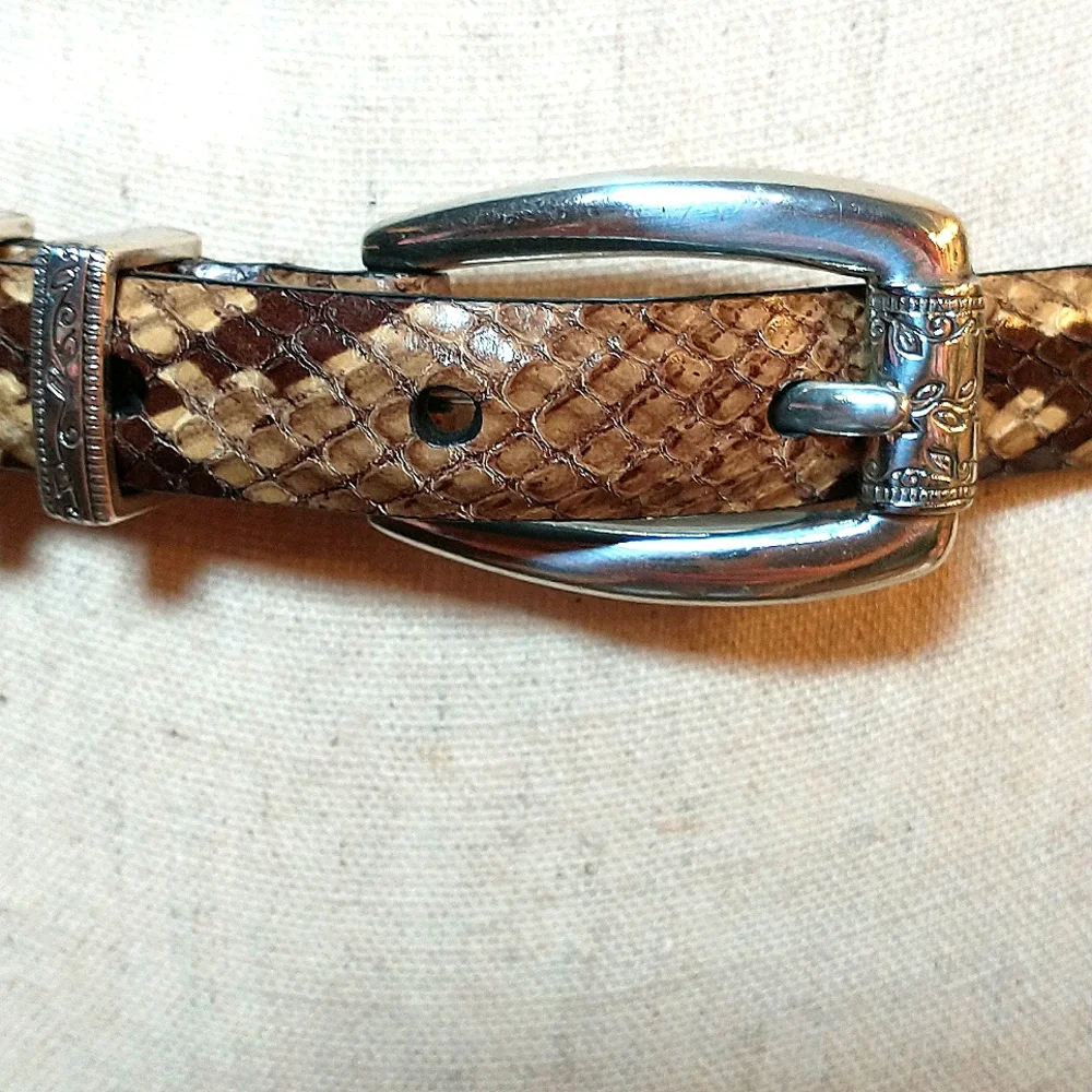 Brighton C3618 Snake Skin Belt With Decorative Silver Buckle & Hardware
